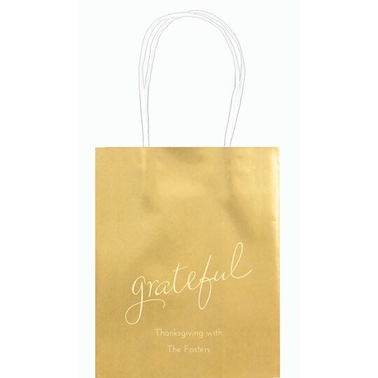 Expressive Script Grateful Mini Twisted Handled Bags